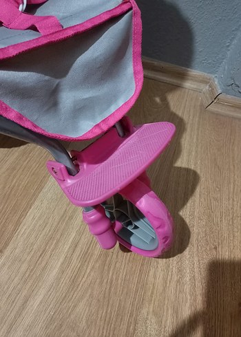 Pembe ve gri bebek arabası - Görsel 6