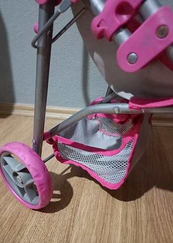 Pembe ve gri bebek arabası - Görsel 3