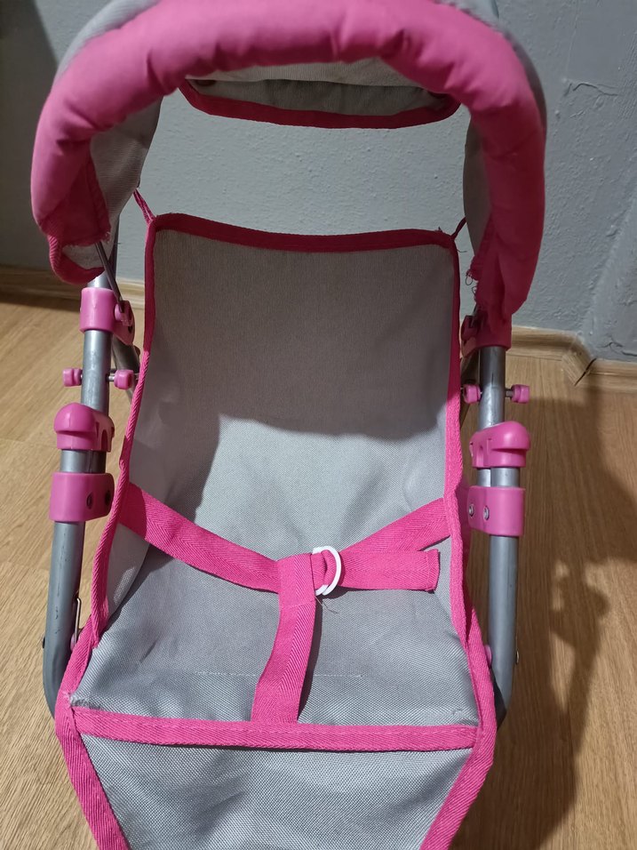 Pembe ve gri bebek arabası - Görsel 5