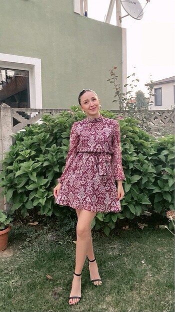 Trendyol & Milla Trendyol milla çok renkli kuşaklı eteğli volanlı şifon elbise