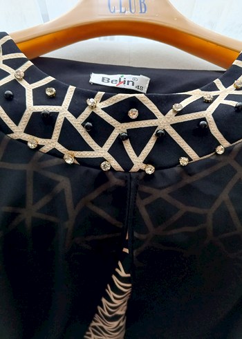 48 Beden Siyah Desenli Uzun Kollu Gotik Tunik