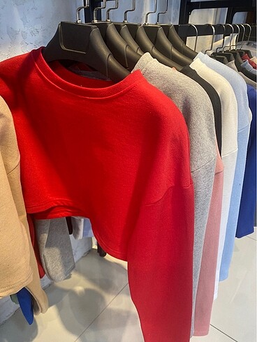 İçi şardonlu crop sweatshirt