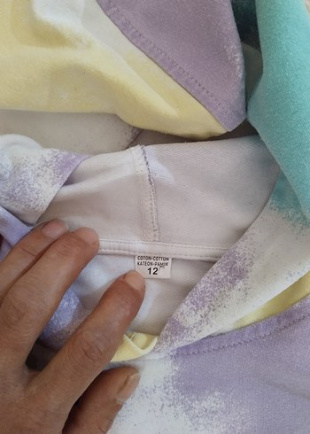12-13 Yaş Beden çeşitli Renk Kızlar için Kapüşonlu Batik Desenli Eşofman Takımı