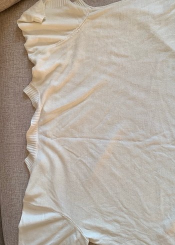 Düğmeli Beyaz Kadın Kısa Kollu Triko - Görsel 13