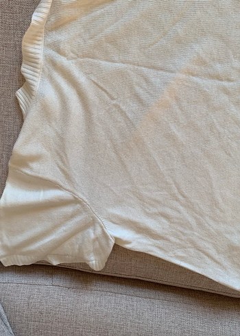 Düğmeli Beyaz Kadın Kısa Kollu Triko - Görsel 11