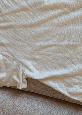 Düğmeli Beyaz Kadın Kısa Kollu Triko - Görsel 14