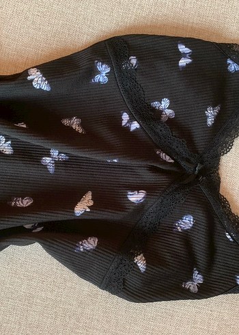 H&M Straplez Kelebek Desenli Kalem Elbise - Görsel 12