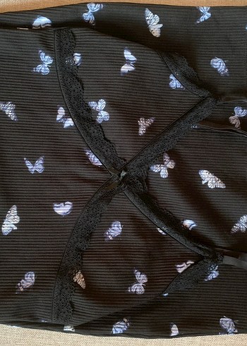 H&M Straplez Kelebek Desenli Kalem Elbise - Görsel 11