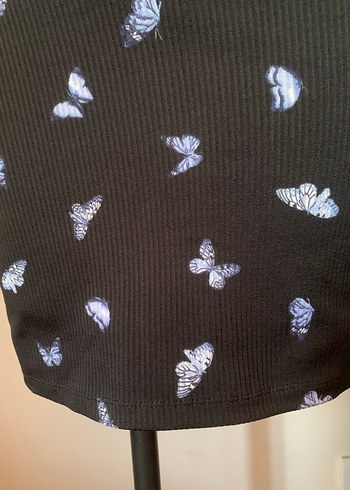 H&M Straplez Kelebek Desenli Kalem Elbise - Görsel 5