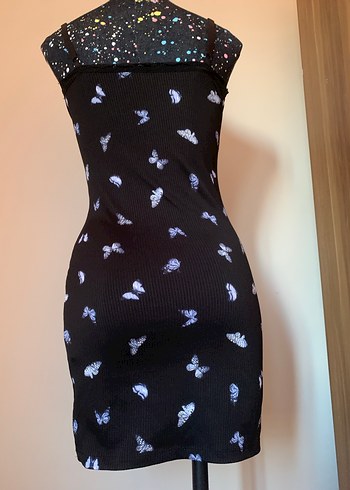 H&M Straplez Kelebek Desenli Kalem Elbise - Görsel 3