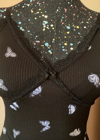 H&M Straplez Kelebek Desenli Kalem Elbise - Görsel 9