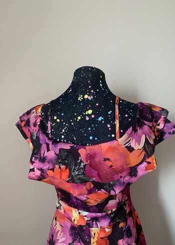 Renkli Çiçek Desenli Elbise - Görsel 5