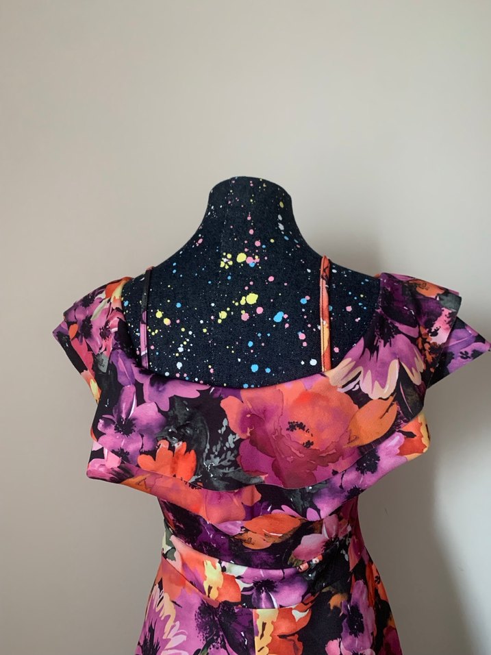 Renkli Çiçek Desenli Elbise - Görsel 5