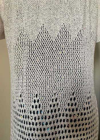 Beyaz Bohem Uzun Örgü Parça - Görsel 2