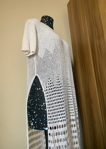 Beyaz Bohem Uzun Örgü Parça - Görsel 8