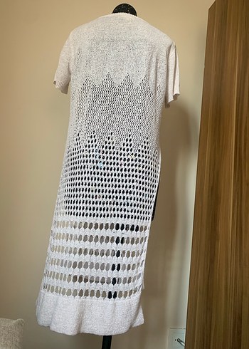 Beyaz Bohem Uzun Örgü Parça - Görsel 4