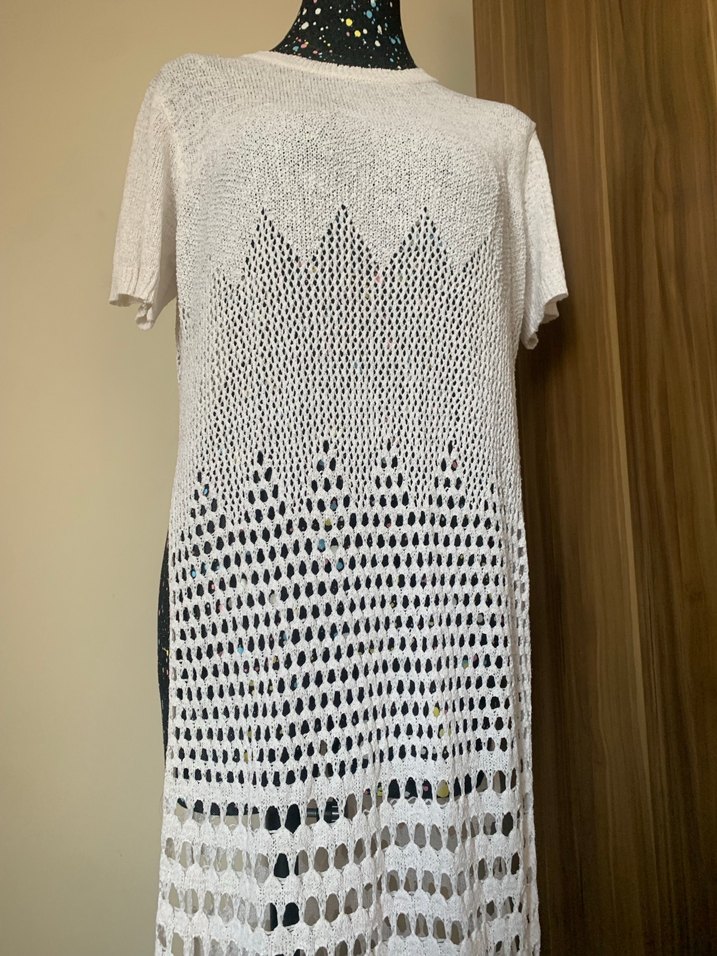 Beyaz Bohem Uzun Örgü Parça - Görsel 5