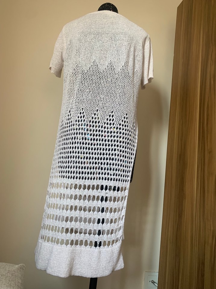 Beyaz Bohem Uzun Örgü Parça - Görsel 4