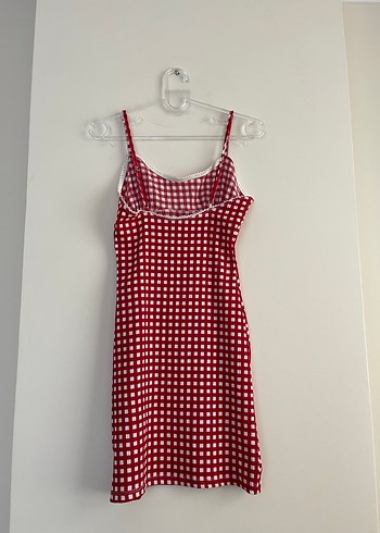 Kırmızı Kareli Askılı Midi Elbise - Görsel 4