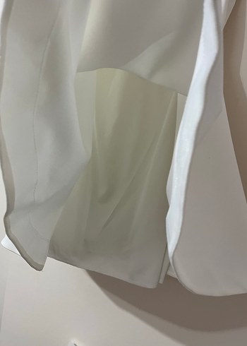 Beyaz V Yaka Midi Elbise - Görsel 4