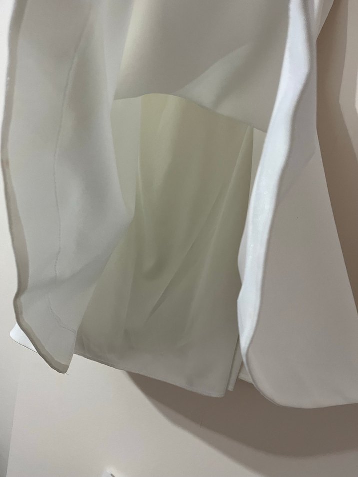 Beyaz V Yaka Midi Elbise - Görsel 4