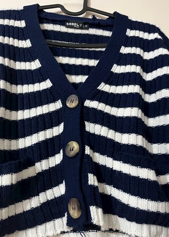 Çizgili Örgü Kadın Hırka - Görsel 2