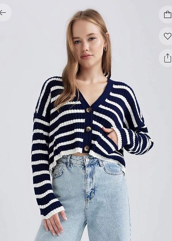 Çizgili Örgü Kadın Hırka - Görsel 6