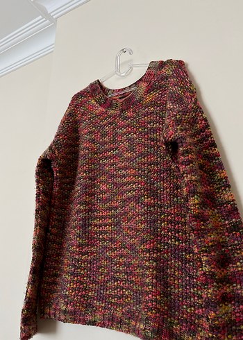 Renkli Örgü Kadın Kazak - Görsel 4