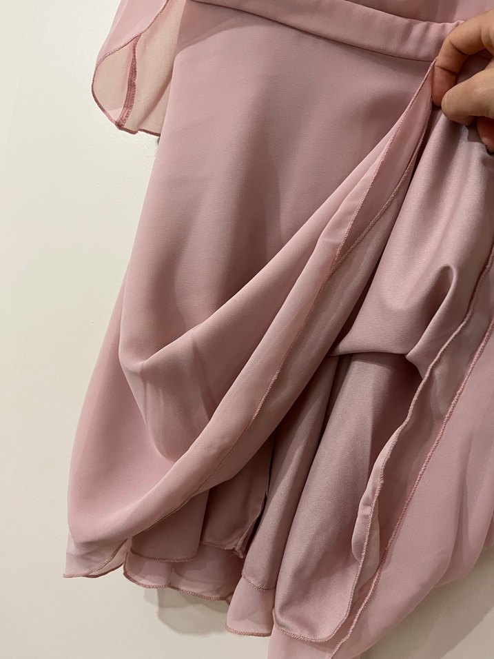 Pudra Renkli Midi Askılı Abiye Elbise - Görsel 4