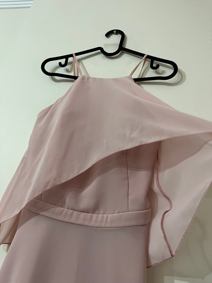 Pudra Renkli Midi Askılı Abiye Elbise - Görsel 2