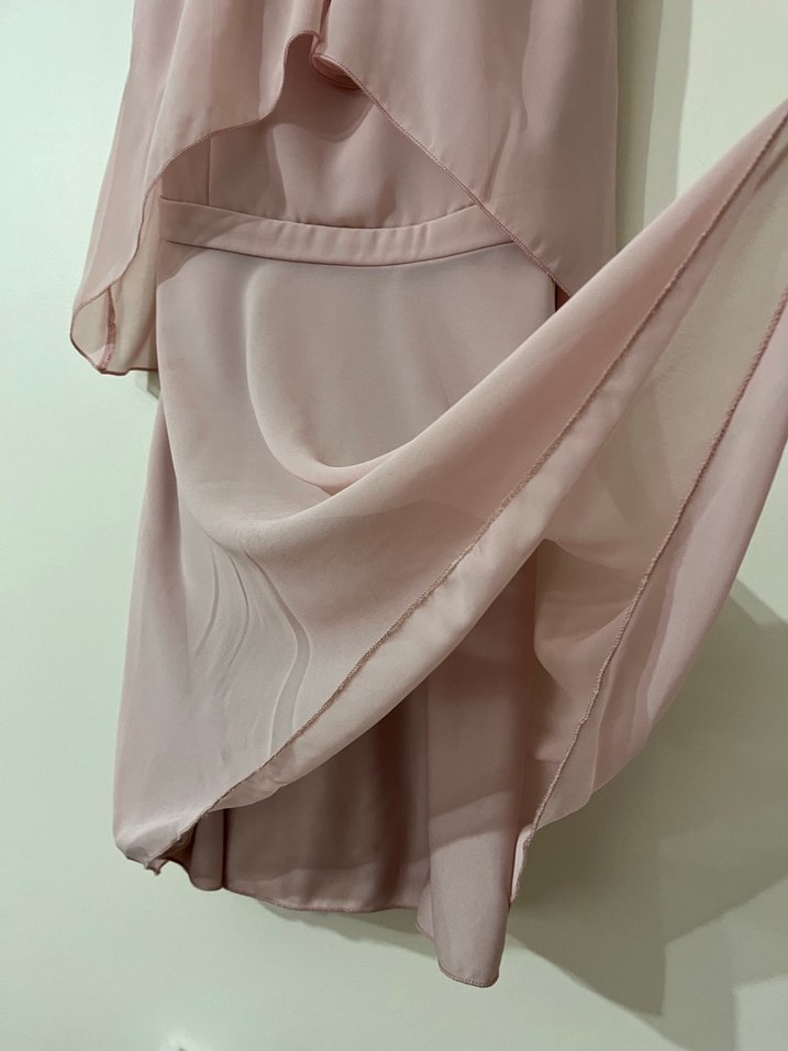 Pudra Renkli Midi Askılı Abiye Elbise - Görsel 3