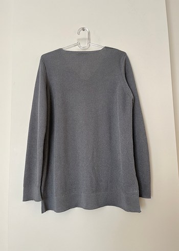 Gri V Yaka Uzun Kollu Triko Kazak - Görsel 5