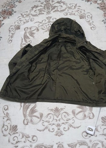 40 Beden haki Renk Kapüşonlu Kamuflaj Desenli Kadın parka Mont