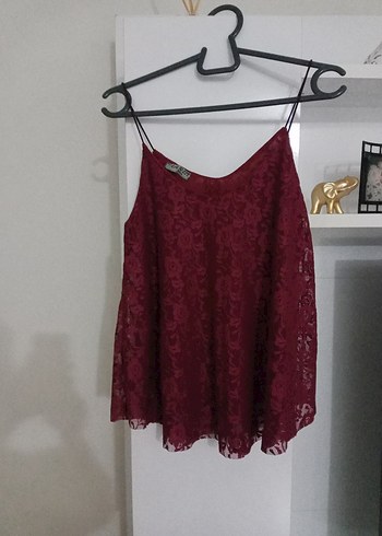s Beden bordo Renk Bordo Dantelli V Yaka Mini Atlet