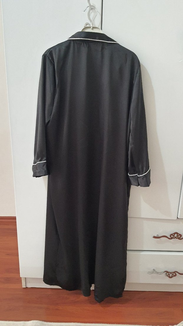 Siyah saten sabahlik - Görsel 2