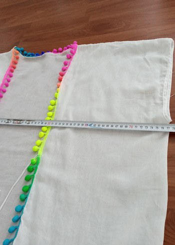 beyaz Renkli Ponponlu Pareo - Görsel 6