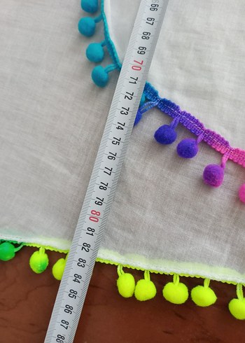 beyaz Renkli Ponponlu Pareo - Görsel 7