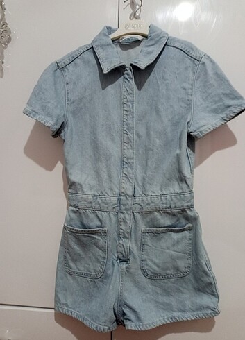 xs Beden mavi Renk Zara saloped Jean şort tulum