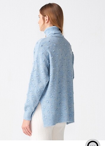 l Beden Balıkçı yaka ponponlu bol kesimli kazak L XL