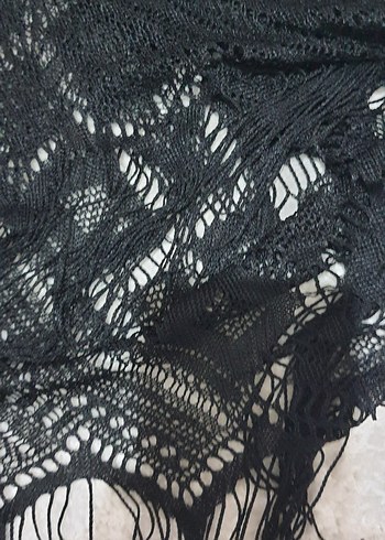 Dantel Detaylı Siyah V Yaka Uzun elbise pareo - Görsel 6