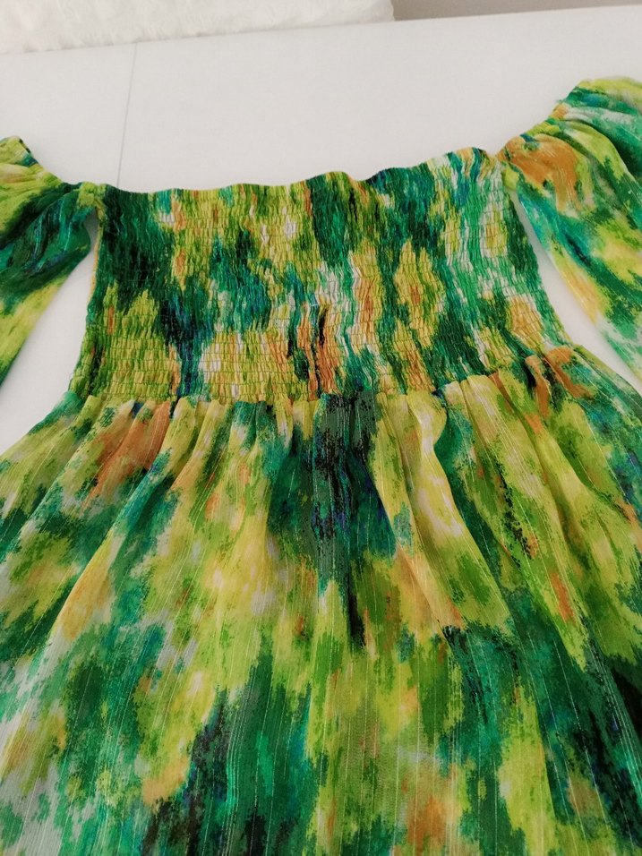 straplez düşük kol tül plaj elbisesi - Görsel 3