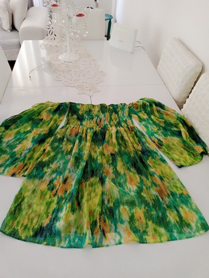 straplez düşük kol tül plaj elbisesi - Görsel 4