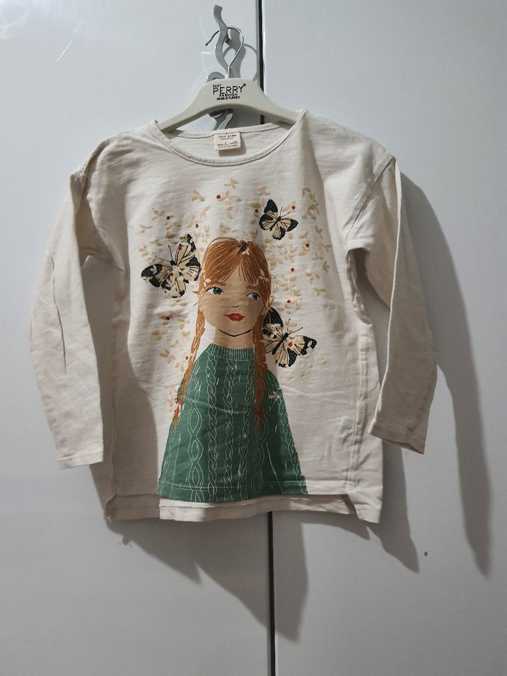 Beyaz Baskılı Kız Uzun Kollu Tişört - Görsel 3