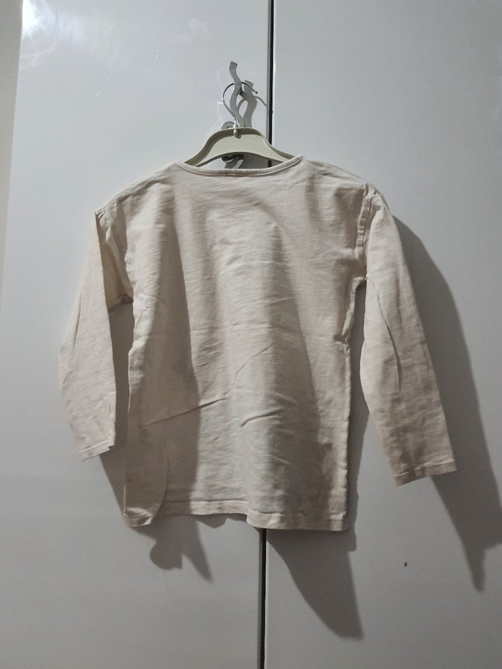 Beyaz Baskılı Kız Uzun Kollu Tişört - Görsel 2