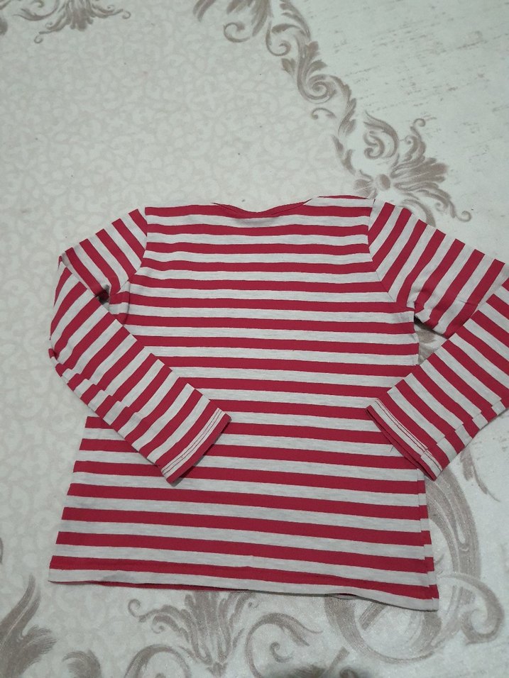 Kız Çocuk Çizgili Uzun Kollu Tişört - Görsel 2