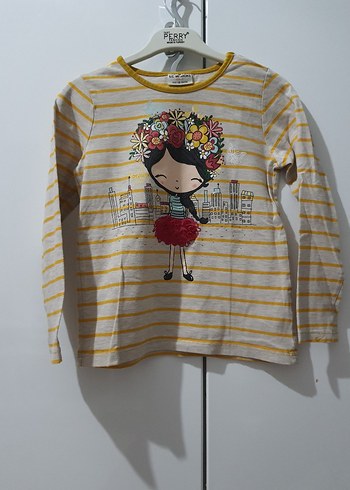 Kız Çocuk Çiçekli Uzun Kollu Tişört - Görsel 2