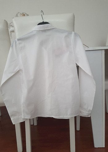 gül nakışlı  Beyaz  Gömlek - Görsel 3