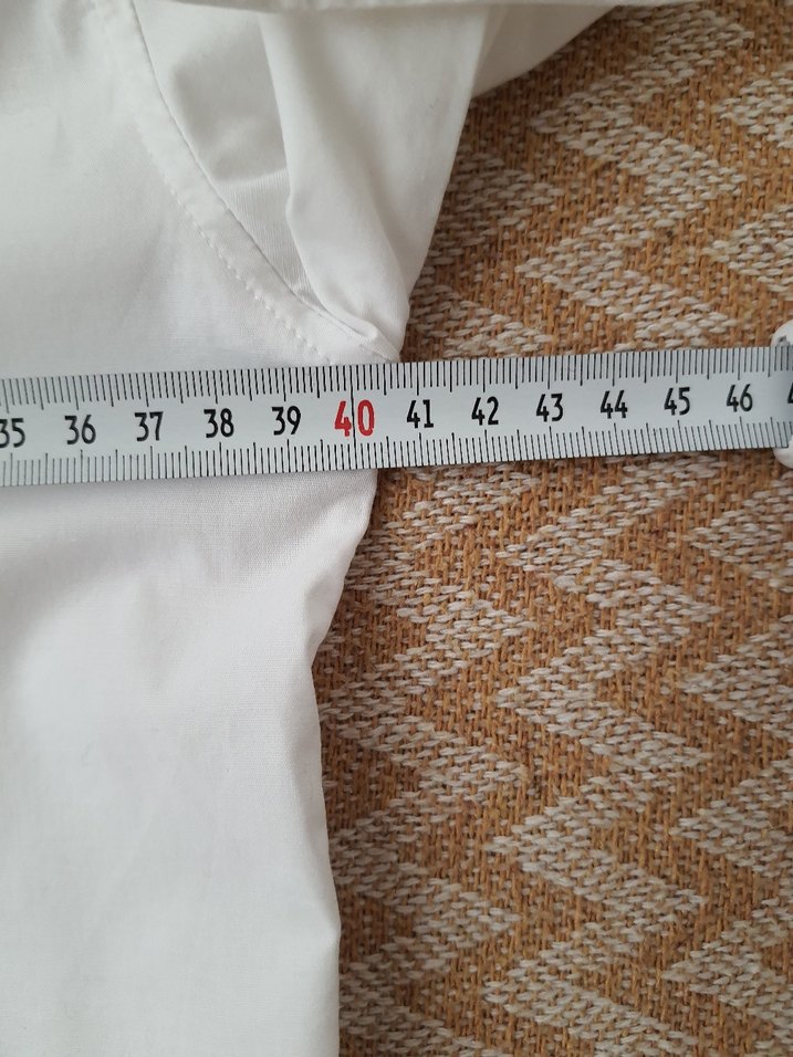 gül nakışlı  Beyaz  Gömlek - Görsel 5