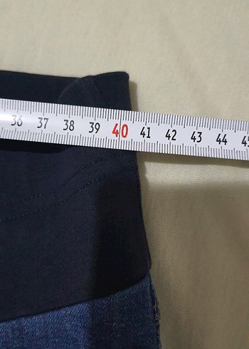 Koyu Mavi Hamile Midi Kot Etek - Görsel 5