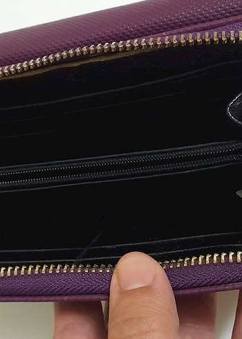 Mor Deri Kadın Cüzdanı - Fermuarlı - Görsel 6